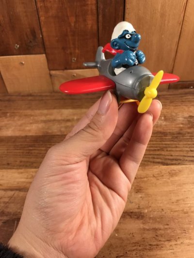 画像3: Schleich Super Smurf “Airplane” PVC Figure　スマーフ　ビンテージ　PVCフィギュア　スーパースマーフ　80年代