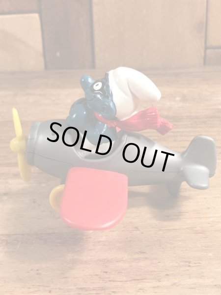 飛行機に乗ったスーパースマーフのヴィンテージPVCフィギュア