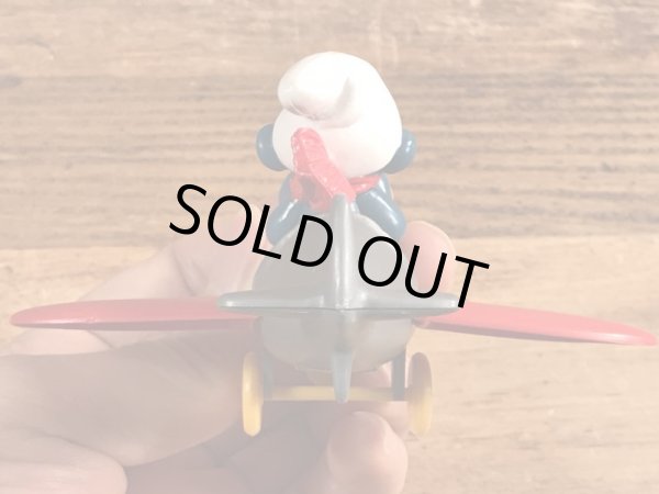 飛行機に乗ったスーパースマーフのヴィンテージPVCフィギュア