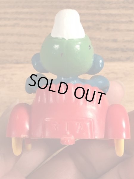 オープンカーに乗ったスーパースマーフのヴィンテージPVCフィギュア