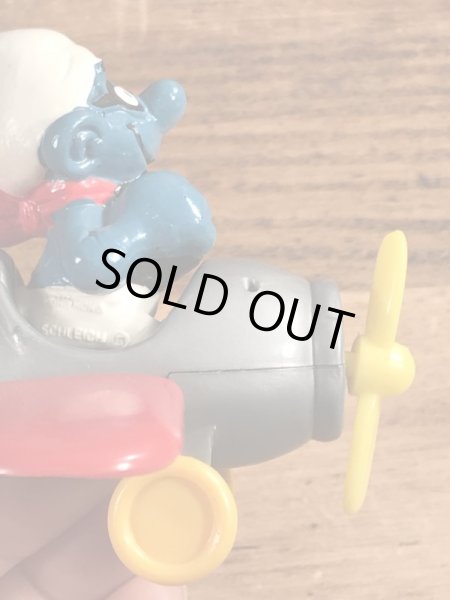 飛行機に乗ったスーパースマーフのヴィンテージPVCフィギュア