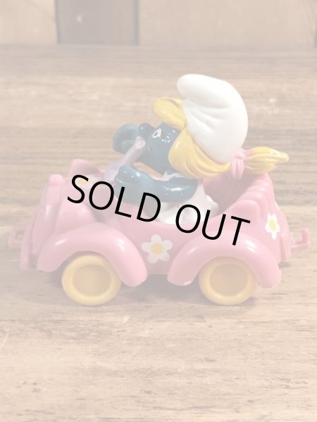 オープンカーに乗ったスマーフェットのヴィンテージPVCフィギュア