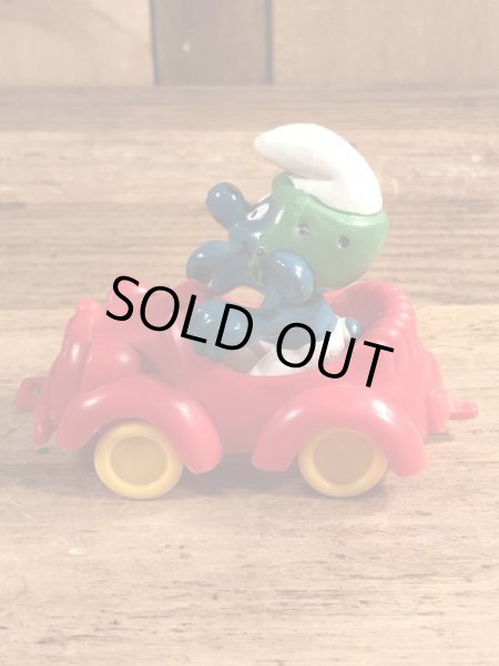 オープンカーに乗ったスーパースマーフのヴィンテージPVCフィギュア