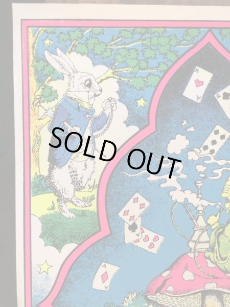 60〜70’sのアリスインワンダーランドのパロディのヴィンテージのベルベットポスター