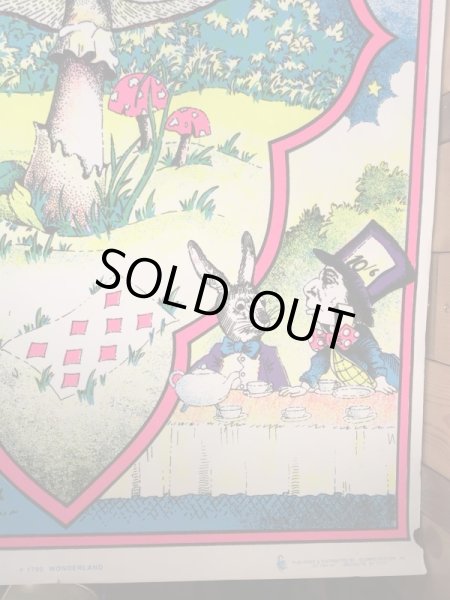 60〜70’sのアリスインワンダーランドのパロディのヴィンテージのベルベットポスター