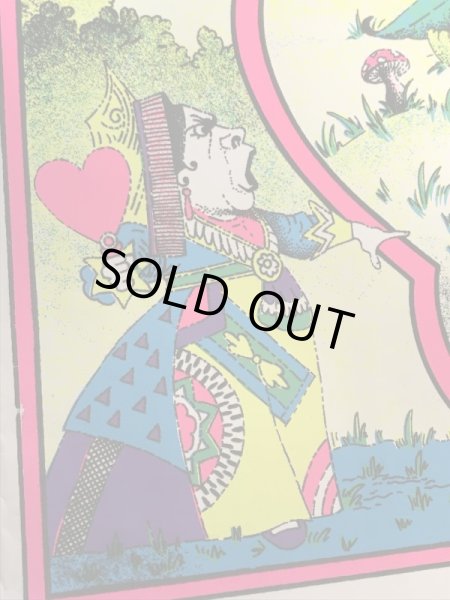 60〜70年代頃のアリスインワンダーランドのパロディのビンテージブラックライトポスター