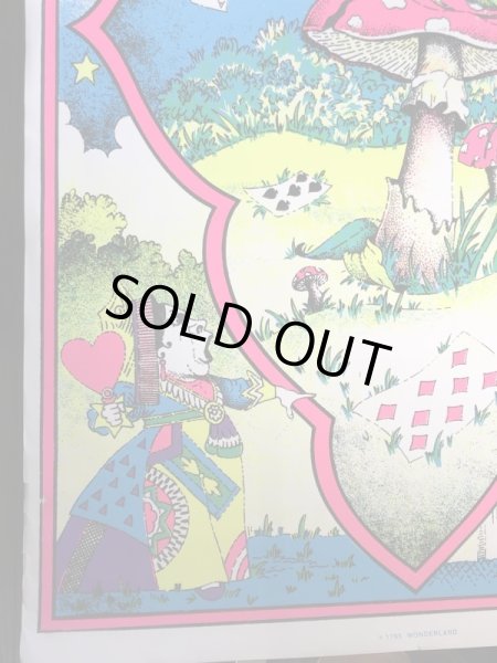 60〜70年代頃のアリスインワンダーランドのパロディのビンテージブラックライトポスター