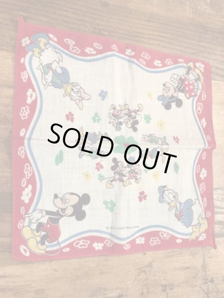 50年代頃のミッキーマウスとディズニーキャラクターのビンテージキッズハンカチ