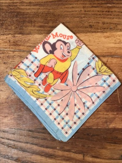 画像1: Mighty Mouse Cotton Kids Handkerchief　マイティマウス　ビンテージ　キッズハンカチ　50年代