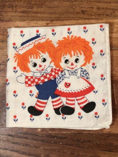 画像1: Raggedy Ann & Andy Cotton Kids Handkerchief　ラガディアン＆アンディ　ビンテージ　キッズハンカチ　50年代