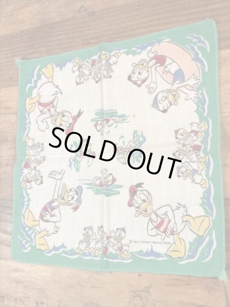 50’sのディズニーのドナルドダックのヴィンテージの子供用ハンカチ