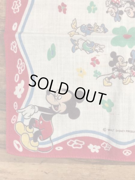 50年代頃のミッキーマウスとディズニーキャラクターのビンテージキッズハンカチ