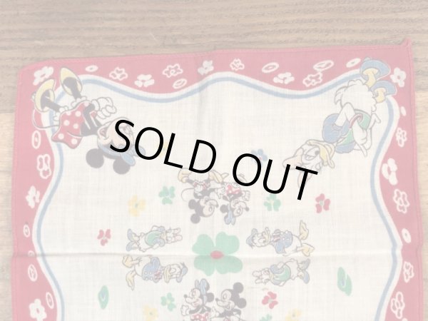 50年代頃のミッキーマウスとディズニーキャラクターのビンテージキッズハンカチ