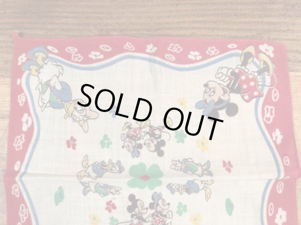 50年代頃のミッキーマウスとディズニーキャラクターのビンテージキッズハンカチ