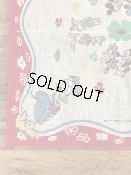 50年代頃のミッキーマウスとディズニーキャラクターのビンテージキッズハンカチ