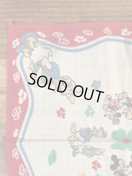 50年代頃のミッキーマウスとディズニーキャラクターのビンテージキッズハンカチ