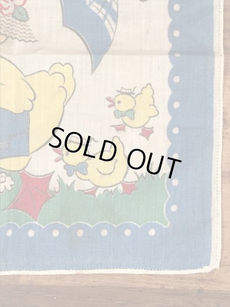 50’sのヒヨコの親子が描かれたヴィンテージの子供用ハンカチ