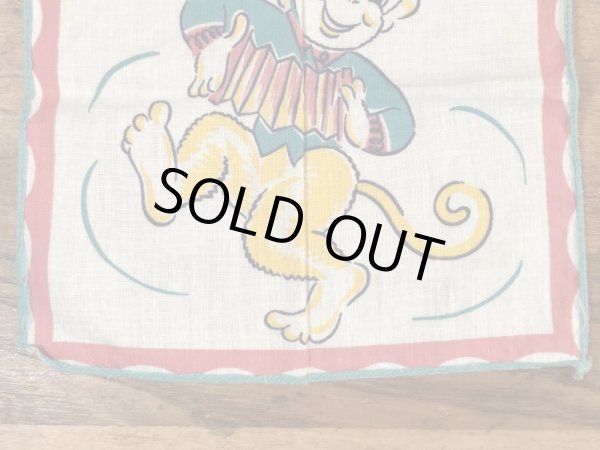 50’sのアコーディオンを弾いたサルのヴィンテージの子供用ハンカチ