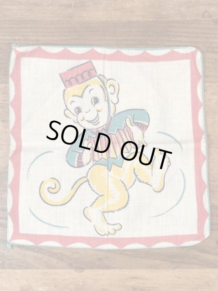 50’sのアコーディオンを弾いたサルのヴィンテージの子供用ハンカチ