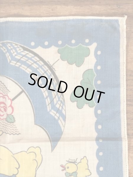 50’sのヒヨコの親子が描かれたヴィンテージの子供用ハンカチ