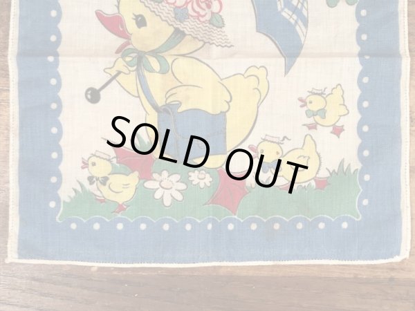 50’sのヒヨコの親子が描かれたヴィンテージの子供用ハンカチ