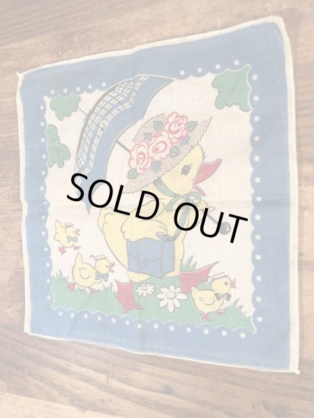 50’sのヒヨコの親子が描かれたヴィンテージの子供用ハンカチ