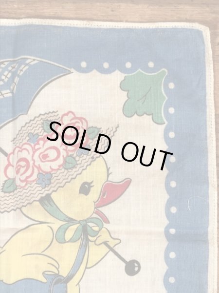 50’sのヒヨコの親子が描かれたヴィンテージの子供用ハンカチ