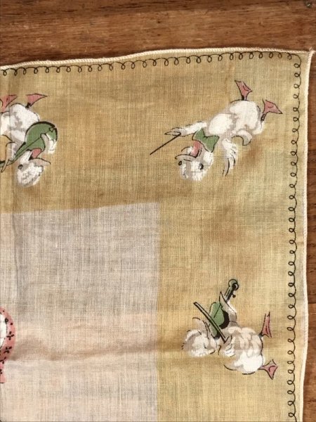 50’sのアヒルの親子が描かれたヴィンテージの子供用ハンカチ