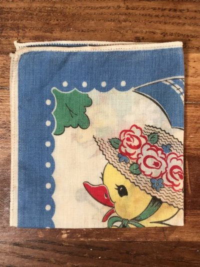 画像1: Chick Family Cotton Kids Handkerchief　ひよこ　ビンテージ　キッズハンカチ　50年代