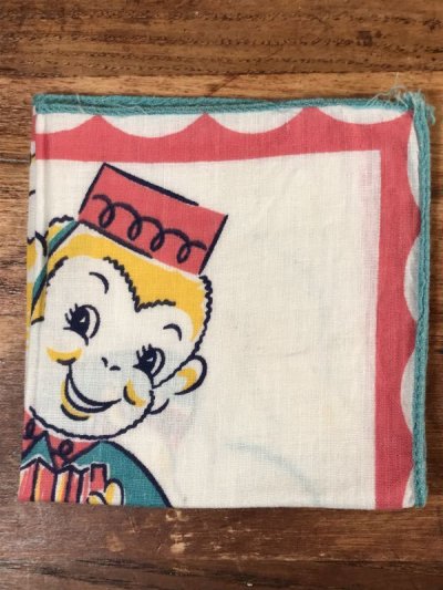 画像1: Accordion Monkey Cotton Kids Handkerchief　モンキー　ビンテージ　キッズハンカチ　50年代