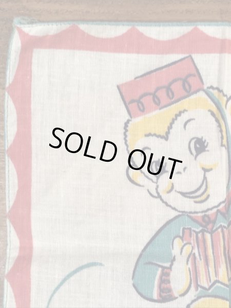 50年代頃のアコーディオンを弾いたサルのビンテージキッズハンカチ