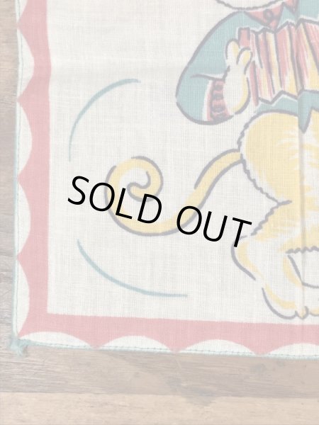 50年代頃のアコーディオンを弾いたサルのビンテージキッズハンカチ