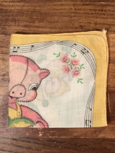 画像2: Banjo Pig Cotton Kids Handkerchief　ブタ　ビンテージ　キッズハンカチ　50年代