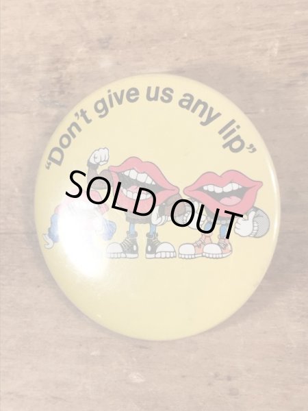 80’s　ヴィンテージ　タンリップス　缶バッチ　アドバタイジングキャラクター　Vintage　雑貨