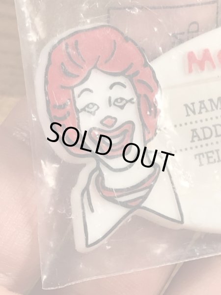 80年代　ビンテージ　マクドナルド　ネームタグ　ロナルド　雑貨