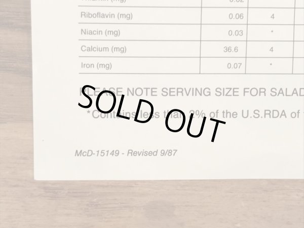 80’s　ヴィンテージ　マクドナルド　パンフレット　紙物　雑貨