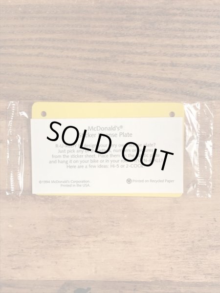 90’s　ヴィンテージ　マクドナルド　ライセンスプレート　雑貨