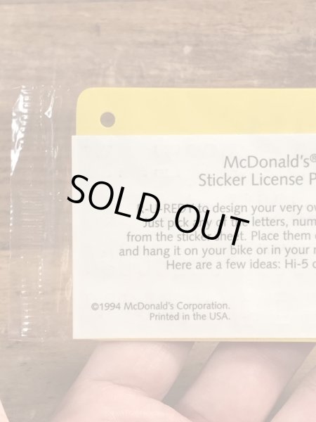 90’s　ヴィンテージ　マクドナルド　ライセンスプレート　雑貨
