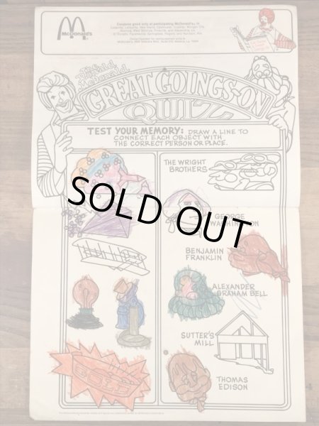 80’s　ヴィンテージ　マクドナルド　塗り絵　ロナルド　雑貨