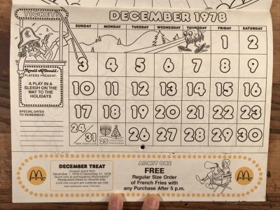 画像1: Ronald McDonald Play-Time “1978” Coloring Calendar　マクドナルド　ビンテージ　カラーリングブック　ロナルド　70年代