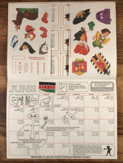 画像1: Ronald McDonald Sticker Fun “1982” Coloring Calendar　マクドナルド　ビンテージ　カラーリングブック　ロナルド　80年代