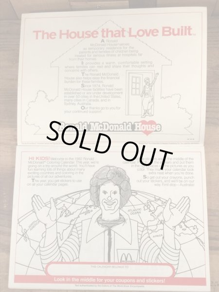 80年代　ビンテージ　マクドナルド　カラーリングブック　ロナルド　カレンダー　雑貨