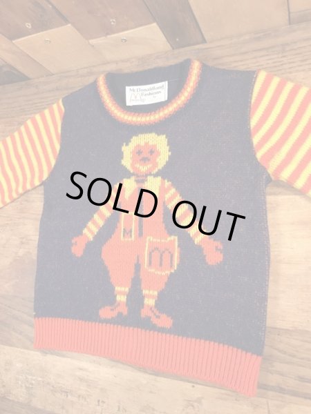 70’sのマクドナルドのロナルドのヴィンテージの子供用セーター