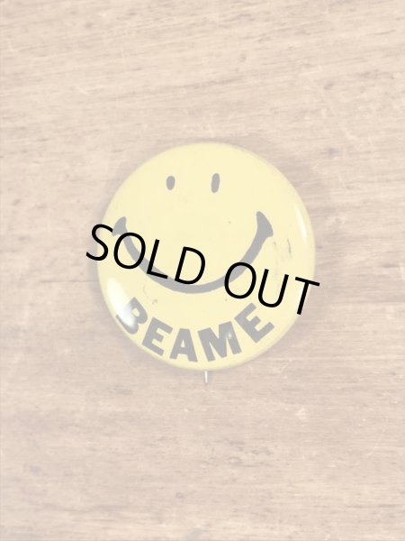 70’sのスマイルフェイスのヴィンテージの缶バッチ