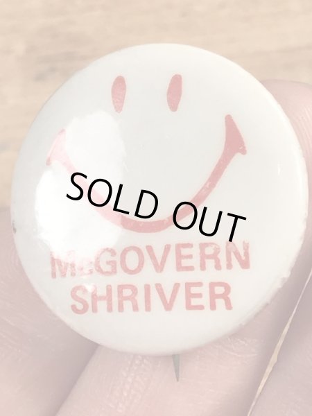 70’sの選挙時のスマイルフェイスが描かれたヴィンテージの缶バッチ