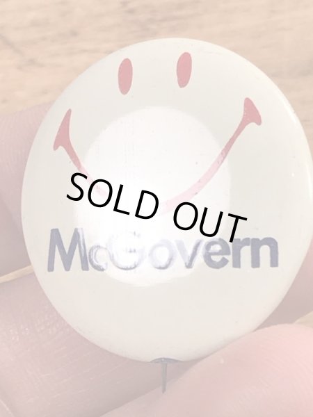 70’sのMcGovernのスマイルのヴィンテージの缶バッチ