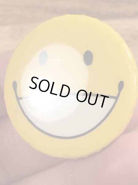 70’sのスマイルフェイスのヴィンテージの缶バッチ