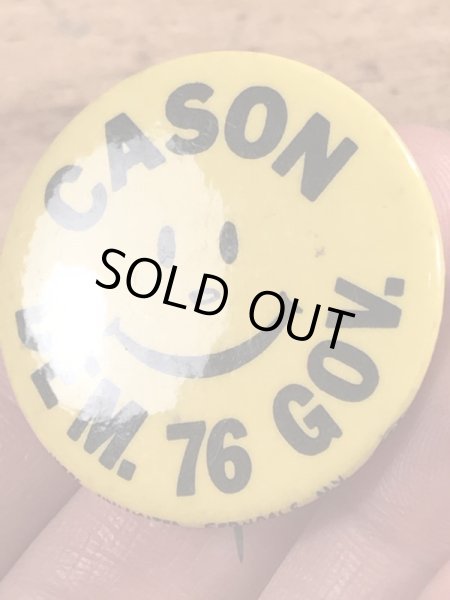 70’sのCason Dam.76 Gov.のスマイルのヴィンテージの缶バッチ