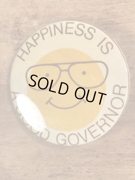 80’sの選挙時のスマイルフェイスのヴィンテージの缶バッジ