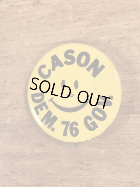 70’sのCason Dam.76 Gov.のスマイルのヴィンテージの缶バッチ